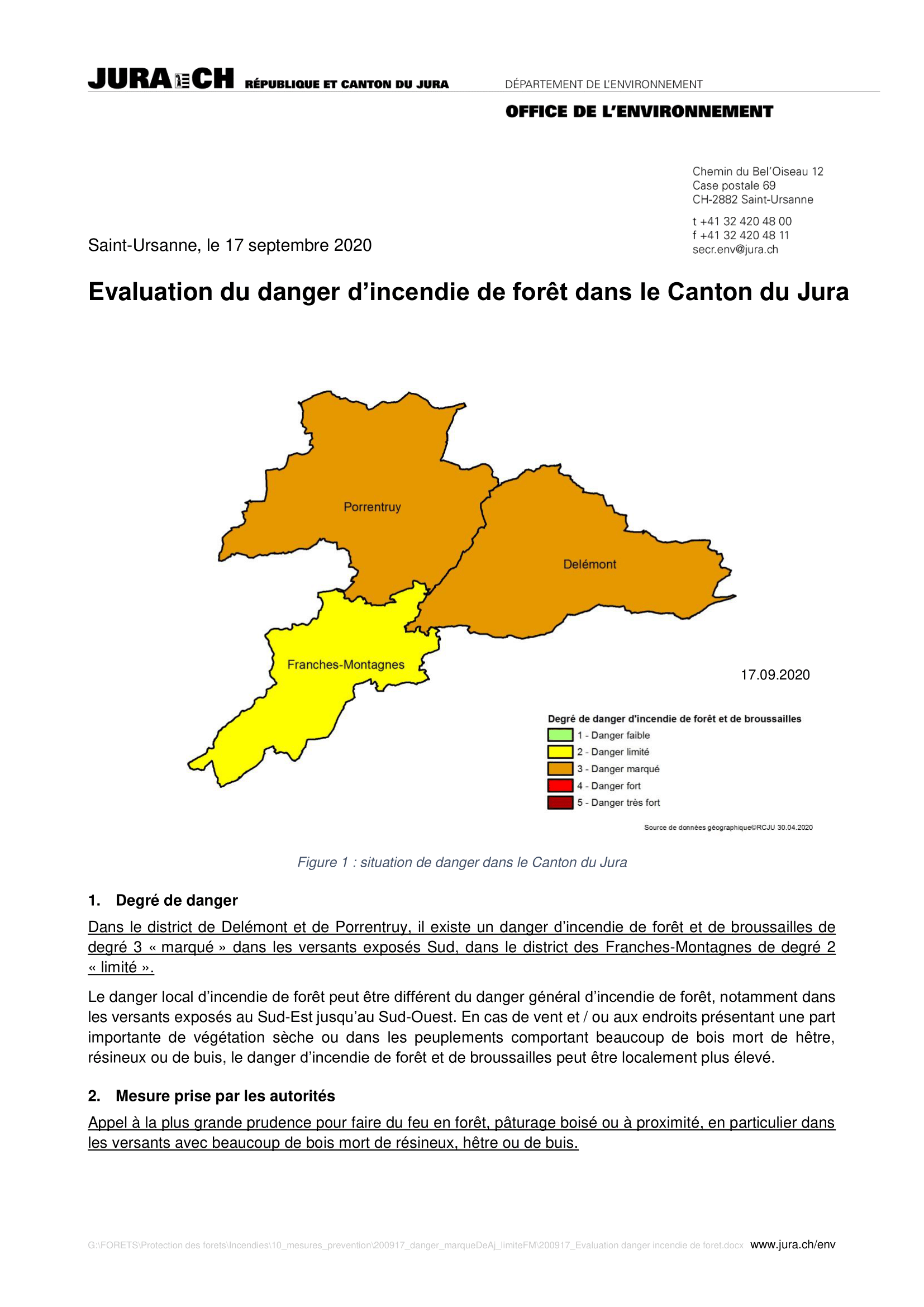 200917 Evaluation danger incendie de foret 1