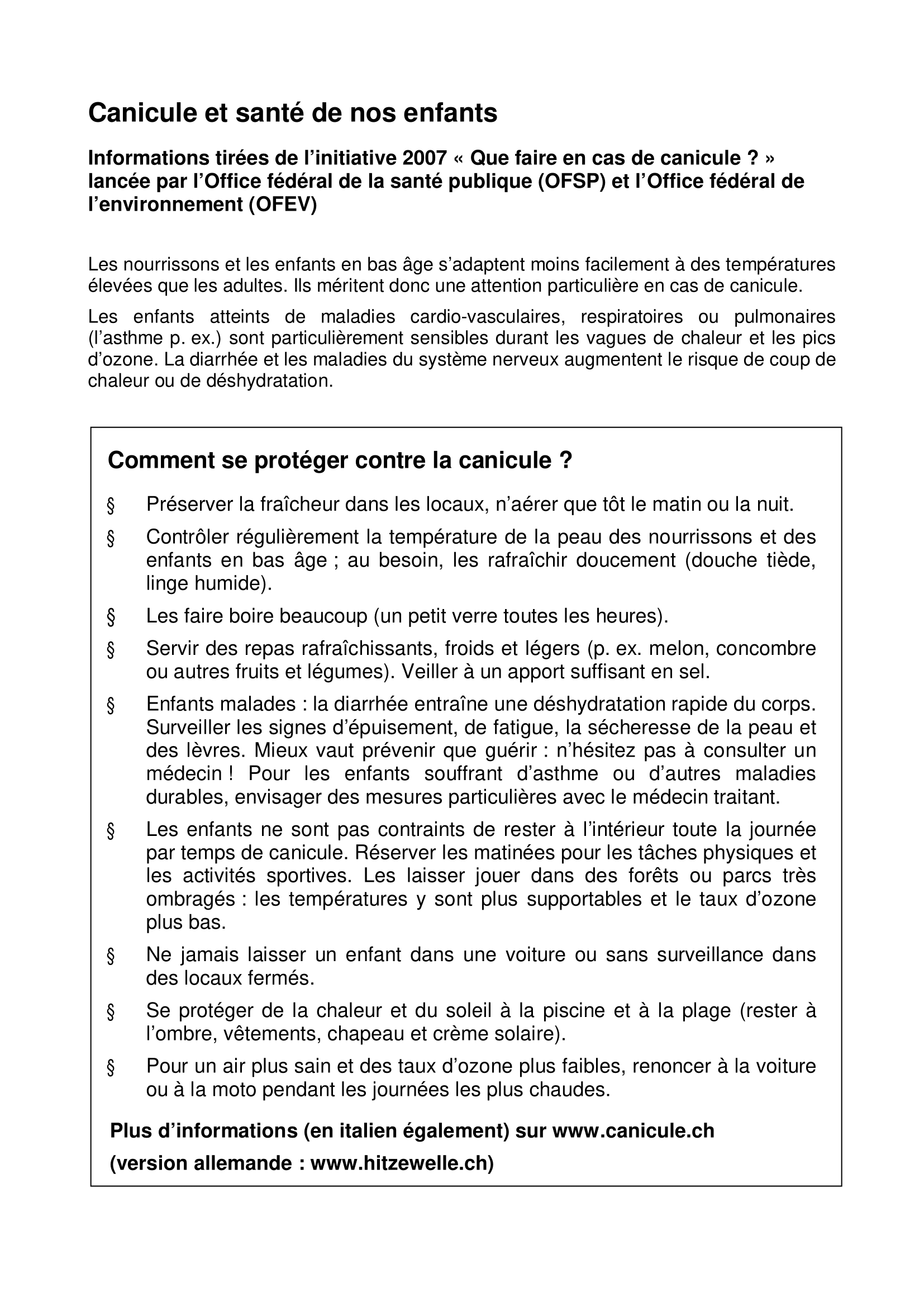 Canicule Santé de nos enfants 1